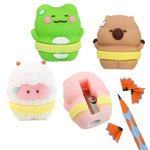 Cute Pencil Sharpeners Set of 4 - Manual Handheld Sharpeners for Kids, Students, Classroom, Fun Novelty School Stationery, Office Supplies (Style 2)