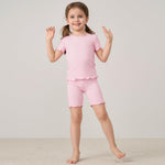 pureborn Toddler Pajamas Set Pjs - Little Girl Short Sleeve Snug Fit Sleepwear 2pcs Light Pink 2T