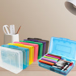 Pencil Box, Clear Pencil Case, Large Capacity Plastic Hard Pencils Case Crayon Box with Snap-Tight Lid Stackable for Kids Adult Student Pens Pencils School Supplies Storage Office Supplies, Blue