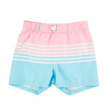 RUGGEDBUTTS Boys UPF50+ Sun Protection Striped Color Block Swim Trunks - Beach Bound, 6-12m