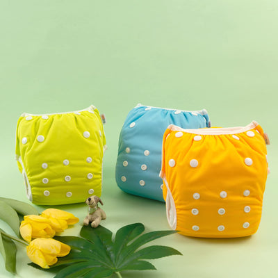 ALVABABY Baby Swim Diapers 3pcs One Size Reuseable Washable & Adjustable for Swimming Lesson & Yellow Orange Blue 3SWY19