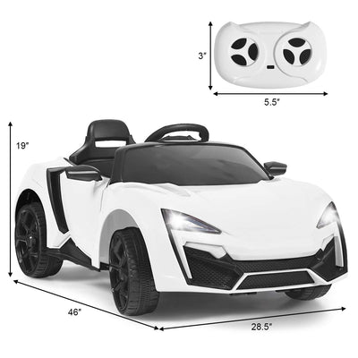 Costzon Ride on Car, 12V Battery Powered Electric Vehicle w/Manual & Remote Control Modes, LED Lights, Horn, Music, MP3, USB, TF, 3 Speeds, Spring Suspension, Ride on Toy for Boys Girls (White)