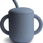 mushie 100% Silicone Training Cup & Straw for Toddlers | 6 Months+ (Whales)
