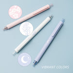 Kaco Gel Pens Cute Stationery 3 Pieces 0.5mm Fine Point, Quick Drying Pens for Journaling Aesthetic Office Supplies, 2 Black Ink and 1 Coral Ink