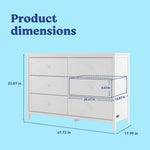 Graco Olivia 6 Drawer Double Dresser (White) – GREENGUARD Gold Certified Storage for Baby and Kids Bedroom, Interlocking Drawer System, Anti-Tip Kit Included