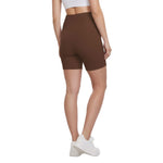 Motherhood Maternity Women's Over The Belly Ribbed Biker Pregnancy Workout Shorts, Potting Soil, Medium
