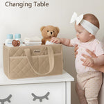 Diaper Caddy Organizer For Changing Table,Dutch Velvet Baby Diaper Caddy With 3 Removable Compartments &4 Side Pockets,Portable Diaper Basket For Car Organizer,Nursery Organizer For Essential Supplies