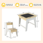 Costzon Kids Table and Chair Set, 3-in-1 Wooden Activity Table with Removable Tabletop, Blackboard & Whiteboard, Storage Space for Arts Crafts Nursery Preschool, Toddler Table and Chairs (Natural)