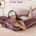 QUEEN ROSE Pregnancy Pillow, U Shaped Full Body Pillows for Sleeping Support, 55 Inch Maternity Pillow for Pregnant Women, Sateen Purple