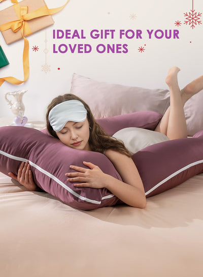 QUEEN ROSE Pregnancy Pillow, U Shaped Full Body Pillows for Sleeping Support, 55 Inch Maternity Pillow for Pregnant Women, Sateen Purple