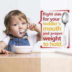 4 Piece Stainless Steel Toddler Forks and Spoons with Smooth Rounded Edges | Self-Feeding Toddle Utensil Set for Babies 1+ Year Old | Dishwasher Safe Baby Silverware Set