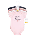 Hudson Baby Unisex Baby Cotton Bodysuits, Girl Mommy Pink Navy, Newborn
