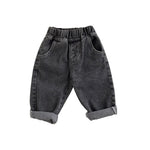 HUYISQ Toddler Baby Boys Girls Soft Jeans Pants Little Kids Casual Denim Pants Elastic Waist Long Trousers Black 6-9 Months