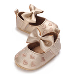 LAFEGEN Baby Girls Mary Jane Flats with Bownot Non Slip Soft Sole PU Leather Newborn Infant Toddler First Walker Cirb Dress Shoes(12-18 Months Toddler 21 Golden)