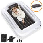 Abdtech Inflatable Toddler Travel Bed - Portable Toddler Kids Travel Bed with Safety Sides Complete Kids Air Mattress Set with High-Speed Pump, Ideal for Vacation Camping and Sleepover (60 Inches)