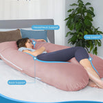 QUEEN ROSE Pregnancy Pillow, U Shaped Full Body Pillows for Sleeping Support, 60 Inch Maternity Pillow for Pregnant Women, Pink
