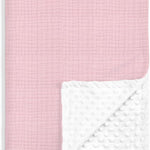 Bow Baby Blankets for Girls, Soft Nursery Minky Blankets with Muslin and Dotted Fleece Back 30x40 inches, Receiving Bed Quilt for Newborn, Infants, Toddlers