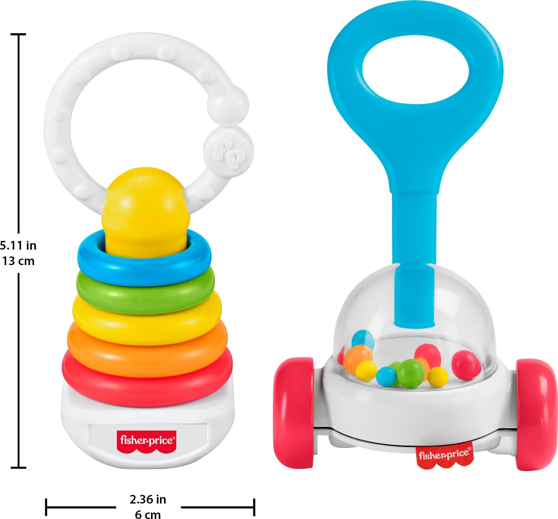Fisher-Price Baby Toys Newborn Classics-Pack of Rattle Teether & Sensory Activities for Developmental Play Ages 0+ Months