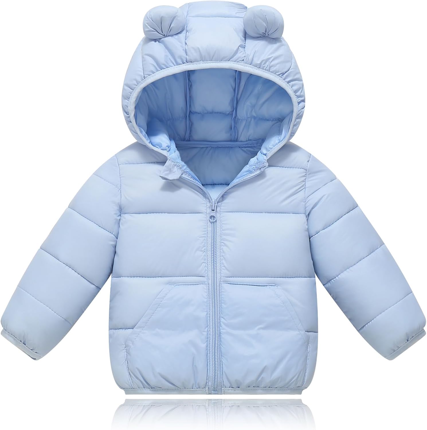 Baby Hooded Down Jackets Coat Light Boy Coats Toddler Bear Ears Zipper Up Down Coats Outwear 6M-4T