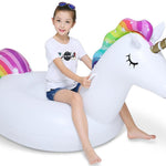 Jasonwell Big Inflatable Unicorn Pool Float Floatie Ride On with Fast Valves Large Rideable Blow Up Summer Beach Swimming Pool Party Lounge Raft Decorations Toys for Kids Adults