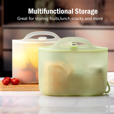 Silicone Travel Bottle Sterilizer Bags | 2000ml Microwave Steam Sterilizer Bags for Baby Bottles, Breast Pump & Pacifiers, Reusable Steam Sterilizing Bags for Travel and Home Use（Clear Green）