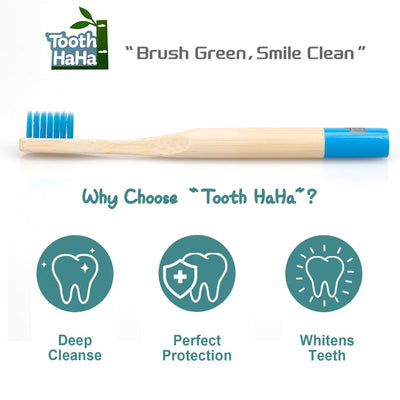 Tooth HaHa Kids Bamboo Toothbrushes, BPA-Free Soft Bristles, Eco-Friendly Natural Wooden Toddler Toothbrush, 6-Pack Travel Toothbrushes Set for Children
