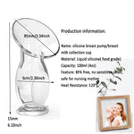 CMBEAR Silicone Manual Breast Pump - 4oz/100ml Capacity, Food Grade, Soft Bottle for Gentle Breast Milk Collection
