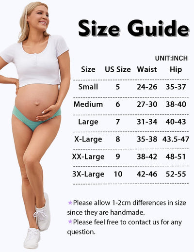 Molasus Cotton Crossover Maternity Underwear Under Bump Pregnancy Bikinis Panties Pack of 6,Multicolor,Medium