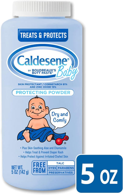 Caldesene Baby Cornstarch Powder with Zinc Oxide, 5 Oz Pack of 2