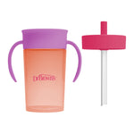 Dr. Brown's Milestones Straw to 360 Convertible Toddler Training Cup Set, 10 oz/300 mL, Interchangeable Silicone Straw and 360 Lids, Pink Coral, BPA-Free, 9m+, 1-Pack