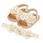 Infant Baby Girl Sandals Summer Floral Princess Mary Jane Wedding Dress Shoes with Floral Headband for Infant, Newborn, Toddlers