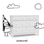Storkcraft Moss 6 Drawer Dresser (White) – GREENGUARD Gold Certified Nursery Dresser, Safety-Focused Interlocking Drawer System, Chest of Drawers for Bedroom, Wood Craftsmanship