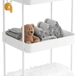 Baby Diaper Caddy, Plastic Movable Cart for Newborn Nursery Essentials Diaper Storage Caddy Organizer for Changing Table & Crib, Easy to Assemble, Beige