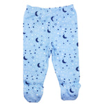 123 Bear 100% Cotton Baby Pants with Footies 100% Cotton Unisex Boys Girls (6-9 Months, 2-Pack Blue)