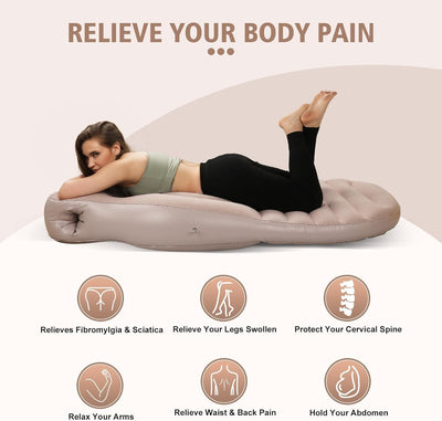 Inflatable Pregnancy Pillow, Full-Body Pregnant Woman air Cushion Bed, Full Body Maternity Airbed/Float with Hole for Tummy, Maternity Pillow and Pregnancy Must Haves (Gray, 60*33.5inches/175cm*66cm)