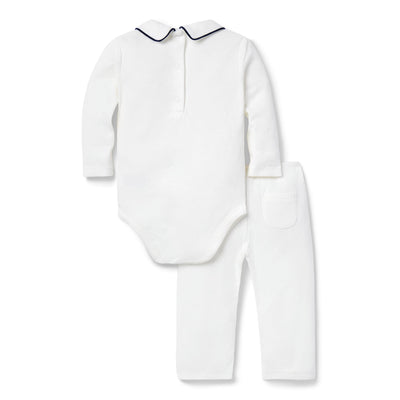 Janie and Jack Baby Pintuck Matching Set, GRAY, 3-6