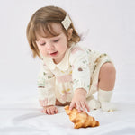 pureborn Baby Girl Dress Infant Long Sleeve Peter-pan Collar Spring Fall Cotton Playwear Dresses Beige 9-12 Months