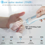 ODIFORGOO Baby Nail Trimmer Electric Baby Nail File,USB Charging 15 in 1 Nail Clippers kit with Dust Cover LED Light,Trim Buffer Kit for Newborn Infant Toddler or Adults Toes Fingernails Care（Blue）