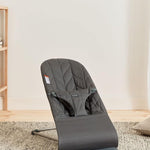 BabyBjörn Bouncer Bliss, Anthracite, Woven, Petal Quilt | 2-in-1 Adjustable Baby Bouncer Seat and Toddler Chair, Newborn to Toddler (8-29 lbs), 4 Positions, Lightweight & Portable