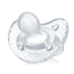 Chicco PhysioForma Luxe Orthodontic Pacifier for Babies 16-24 Months, One-Piece 100% Soft Silicone, Supports Breathing, Textured Shield & Handle, Included Sterilizing Case, BPA Free, 2-Pack, Crystal