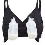 Motherhood Maternity Women's Hands Free Pumping Seamless Nursing Bra, Black, Large