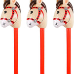 TOSAMZOO 3-Piece Inflatable Funny Stick Horse Toy Set for Kids - Brown (37 Inch)