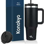 30 oz Tumbler with Handle and 2 Straws,2 in 1 Lid Insulated Water Bottle Stainless Steel Travel Coffee Mug,Blue Haze