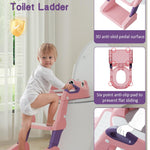 Potty Training Seat, Toddler Potty Training Toilet, Upgrade 2 In 1 Toddler Toilet Seat with Steps Stool Splash Guard and Anti-Slip Pad Soft Cushion, Potty Seats for Toddlers Baby Kids (Pink)
