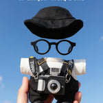 17cm Doll Clothes – 6-Piece Set, Hat + Overalls + Shirt + Camera + Glasses + Shoes, Cute and Premium Dolls Outfit Accessories (Black)