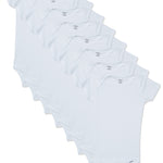 Gerber Baby 8-Pack Short Sleeve Onesies Bodysuits, Solid White, Preemie