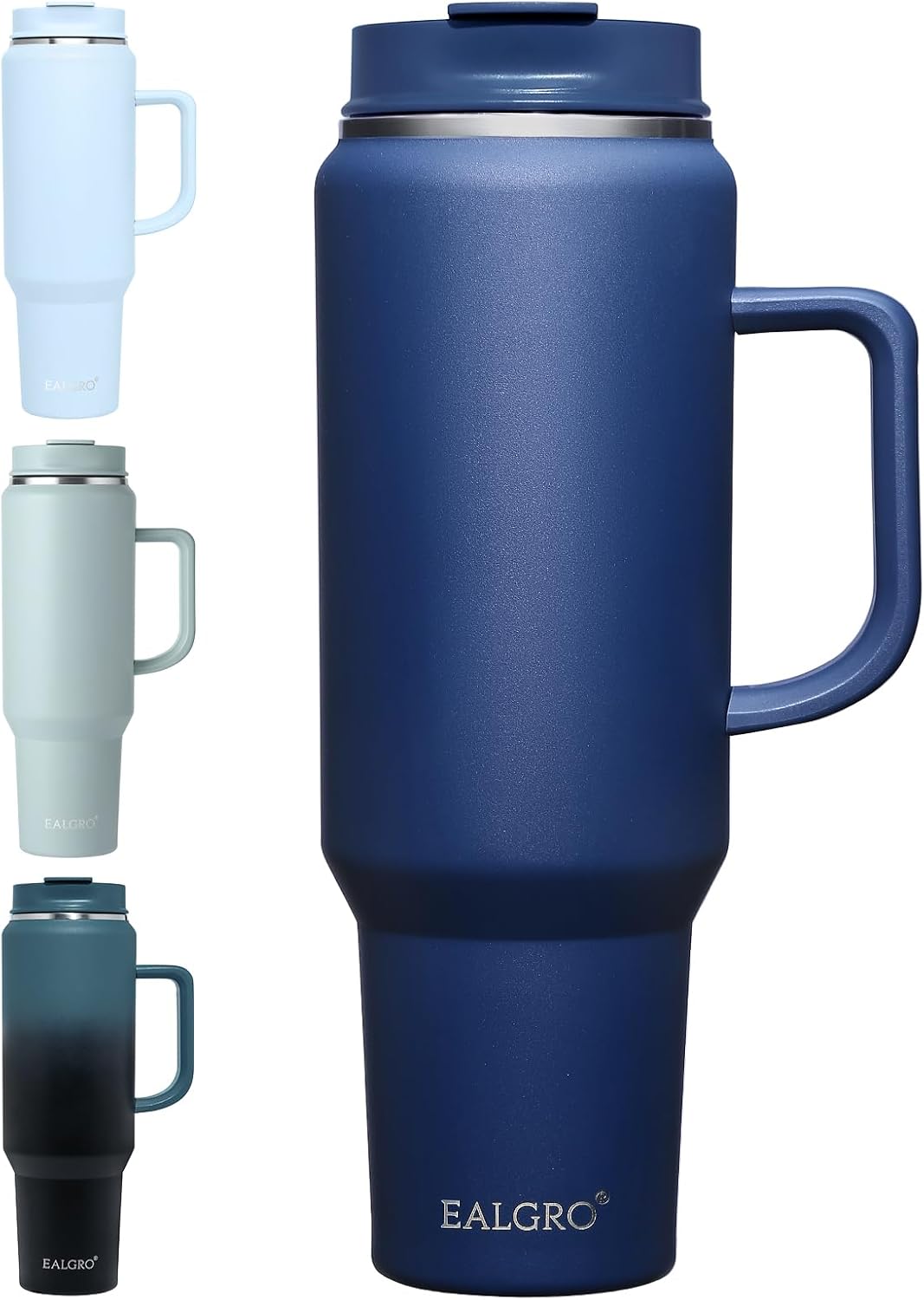 40 oz Tumbler with Handle, Insulated Tumblers with Lid and Straw, Large Metal Sports Water Bottle Jug, Thermal Stainless Steel Travel Coffee Mug Cup, Black