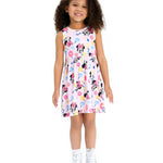 Disney Minnie Mouse Toddler Girl Dress Colorful Floral Pattern Casual Sundress Sleeveless Summer Outfit School Holiday Clothes Pink 2T