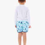 RUGGEDBUTTS Boys UPF50+ Sun Protected Stretch Dolphin Hem Swim Trunks - Blue Sweet Sails, 0-3m
