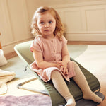 BabyBjörn Bouncer Bliss, Dark Green, Woven, Petal Quilt | 2-in-1 Adjustable Baby Bouncer Seat and Toddler Chair, Newborn to Toddler (8-29 lbs), 4 Positions, Lightweight & Portable